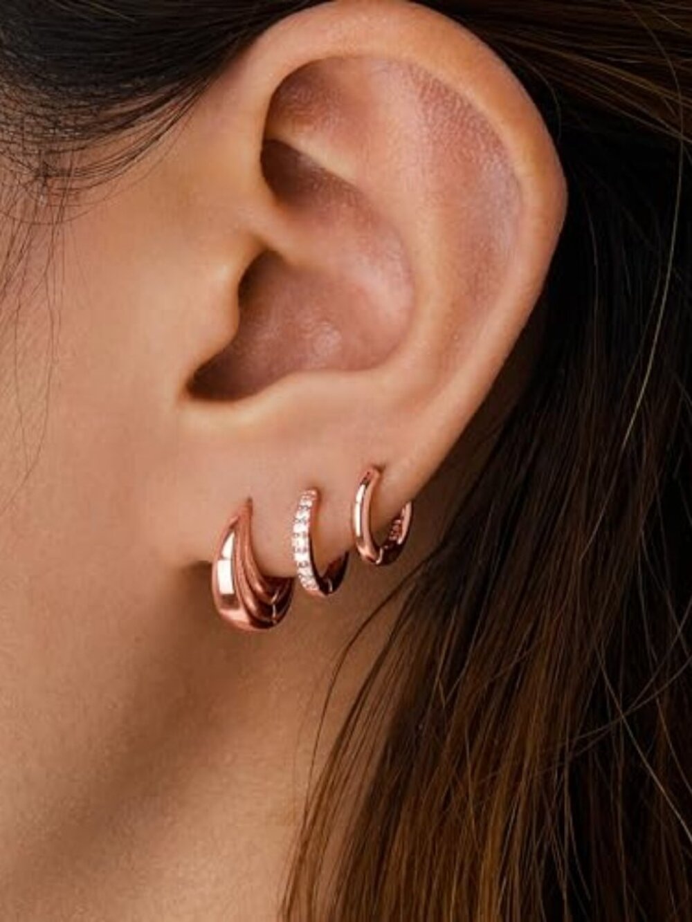 New -  Small Sterling Silver Huggie Hoop Earrings Set for Women